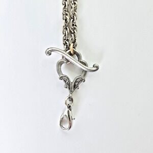 Jewel Kade 22" Silver Tone Renaissance Heart Toggle Rope Chain Necklace